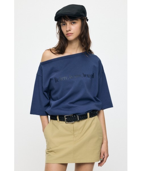 moussy U/M ONE SHOULDER タンクネイビー ONE SHOULDER PIGMENT Tシャツ（Tシャツ/カットソー）｜MOUSSY
