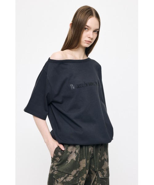 MOUSSY(マウジー)の「ONE SHOULDER PIGMENT Tシャツ(Tシャツ/カットソー・レディース・ピンク/オフホワイト/ネイビー/ライトブラック・FREE)」の8枚目の写真