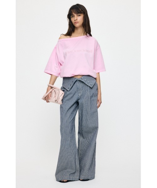 MOUSSY(マウジー)の「ONE SHOULDER PIGMENT Tシャツ(Tシャツ/カットソー・レディース・ピンク/オフホワイト/ネイビー/ライトブラック・FREE)」の19枚目の写真