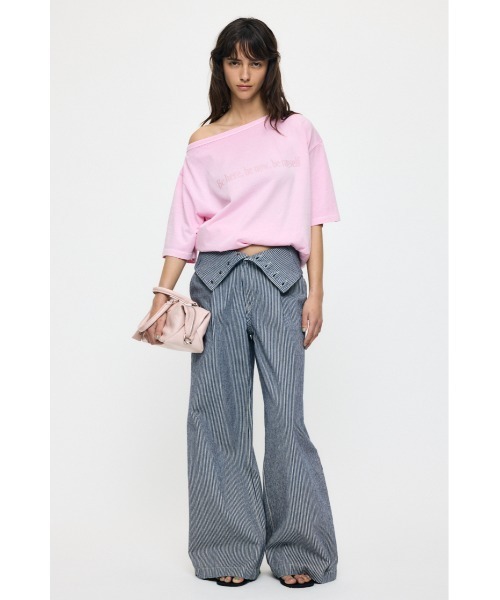 MOUSSY(マウジー)の「ONE SHOULDER PIGMENT Tシャツ(Tシャツ/カットソー・レディース・ピンク/オフホワイト/ネイビー/ライトブラック・FREE)」の20枚目の写真