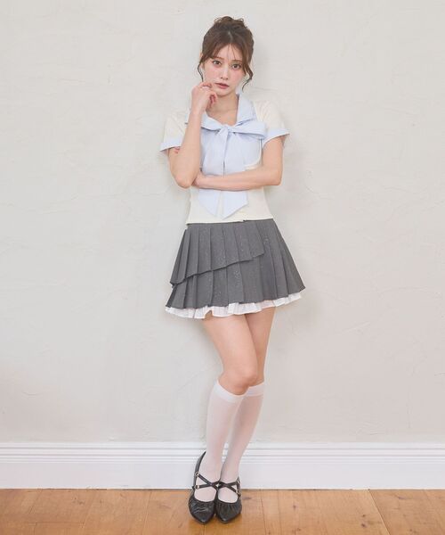 MAJESTIC LEGON(マジェスティックレゴン)の「裾フリルプリーツミニスカパン(スカート・レディース・ベージュ系その他2・MEDIUM)」の6枚目の写真