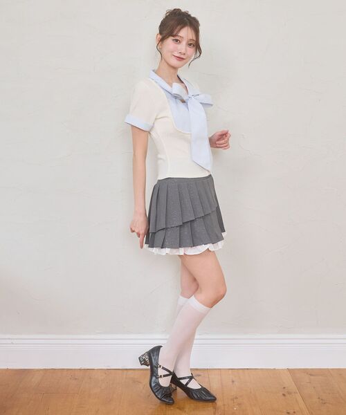 MAJESTIC LEGON(マジェスティックレゴン)の「裾フリルプリーツミニスカパン(スカート・レディース・ベージュ系その他2・MEDIUM)」の7枚目の写真