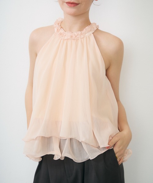 Lunea（ルネア）の「シアーホルターネックトップス / sheer halter-neck top（シャツ/ブラウス・レディース・ピンク/ブルー/アイボリー・FREE）」の3枚目の写真