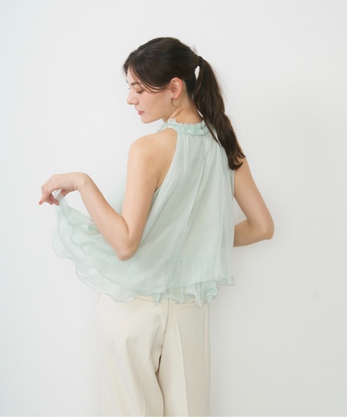 Lunea（ルネア）の「シアーホルターネックトップス / sheer halter-neck top（シャツ/ブラウス・レディース・ピンク/ブルー/アイボリー・FREE）」の9枚目の写真