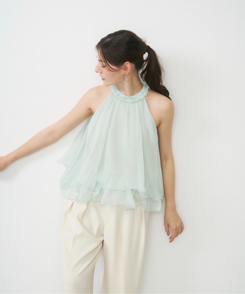 Lunea（ルネア）の「シアーホルターネックトップス / sheer halter-neck top（シャツ/ブラウス・レディース・ピンク/ブルー/アイボリー・FREE）」の8枚目の写真