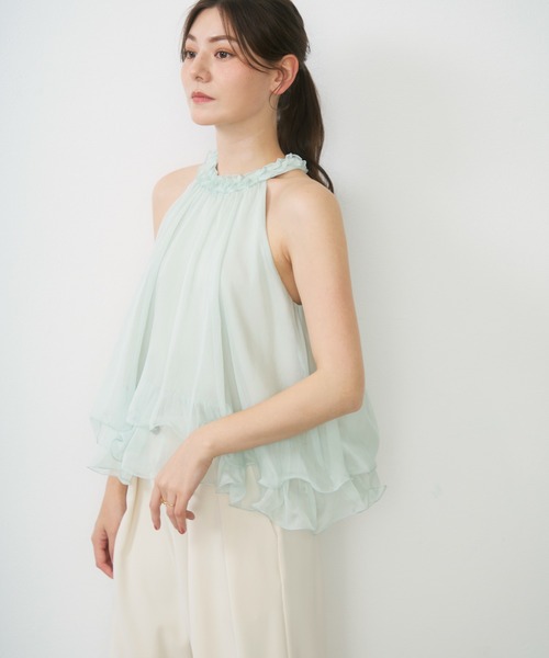Lunea（ルネア）の「シアーホルターネックトップス / sheer halter-neck top（シャツ/ブラウス・レディース・ピンク/ブルー/アイボリー・FREE）」の7枚目の写真
