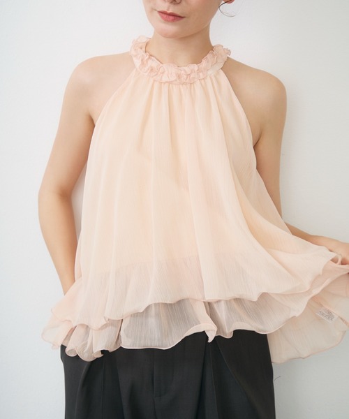 Lunea（ルネア）の「シアーホルターネックトップス / sheer halter-neck top（シャツ/ブラウス・レディース・ピンク/ブルー/アイボリー・FREE）」の4枚目の写真