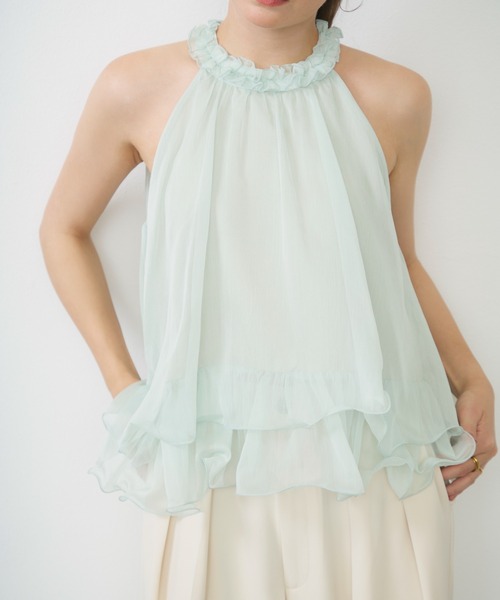 Lunea（ルネア）の「シアーホルターネックトップス / sheer halter-neck top（シャツ/ブラウス・レディース・ピンク/ブルー/アイボリー・FREE）」の6枚目の写真