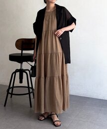 ジャガードティアードワンピース
