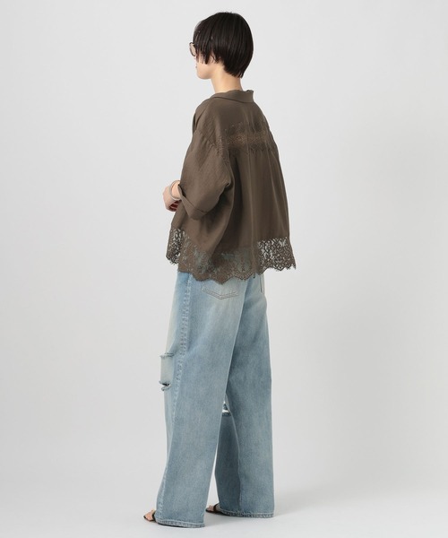 BAYFLOW（ベイフロー）の「[トレンドライク]レースコンビ半袖シャツ（シャツ/ブラウス・レディース・ブラウン/ライトブルー/オフホワイト・FREE）」の13枚目の写真