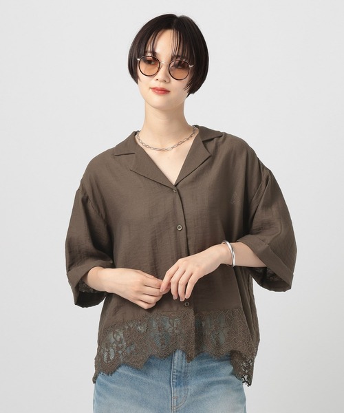 BAYFLOW（ベイフロー）の「[トレンドライク]レースコンビ半袖シャツ（シャツ/ブラウス・レディース・ブラウン/ライトブルー/オフホワイト・FREE）」の14枚目の写真