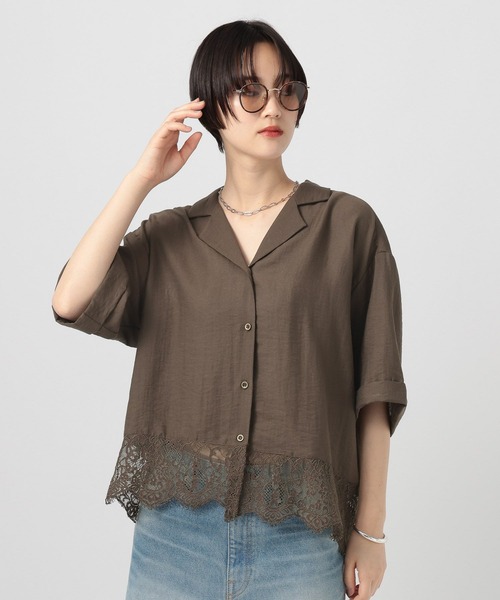 BAYFLOW（ベイフロー）の「[トレンドライク]レースコンビ半袖シャツ（シャツ/ブラウス・レディース・ブラウン/ライトブルー/オフホワイト・FREE）」の16枚目の写真