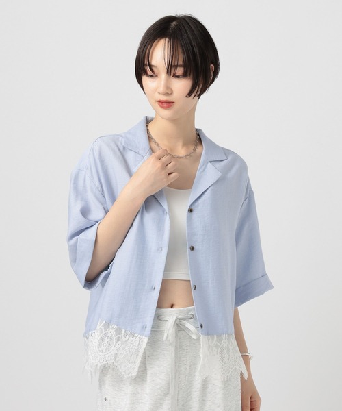 BAYFLOW（ベイフロー）の「[トレンドライク]レースコンビ半袖シャツ（シャツ/ブラウス・レディース・ブラウン/ライトブルー/オフホワイト・FREE）」の22枚目の写真