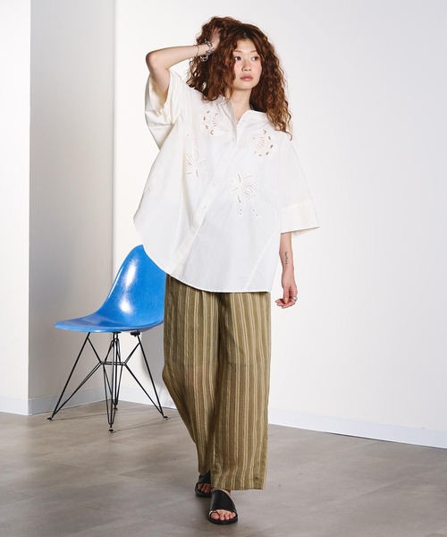 HLAADA(フラーダ)の「HLAADA for ROSEBUD/CUTWORK EMBROIDERY SHORT SLEEVE SHIRT(シャツ/ブラウス・レディース・オフホワイト/ブラック・ONE SIZE)」の7枚目の写真