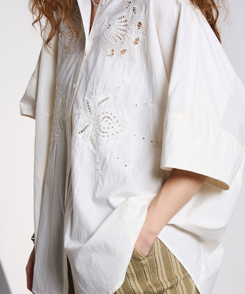 HLAADA(フラーダ)の「HLAADA for ROSEBUD/CUTWORK EMBROIDERY SHORT SLEEVE SHIRT(シャツ/ブラウス・レディース・オフホワイト/ブラック・ONE SIZE)」の12枚目の写真