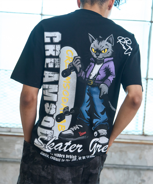 CREAM SODA LAB(クリームソーダラボ)の「ラウドスケーター グレー ビッグプリント 半袖Tシャツ ブラック(Tシャツ/カットソー・メンズ・その他・LARGE/X-LARGE/XX-LARGE)」の4枚目の写真