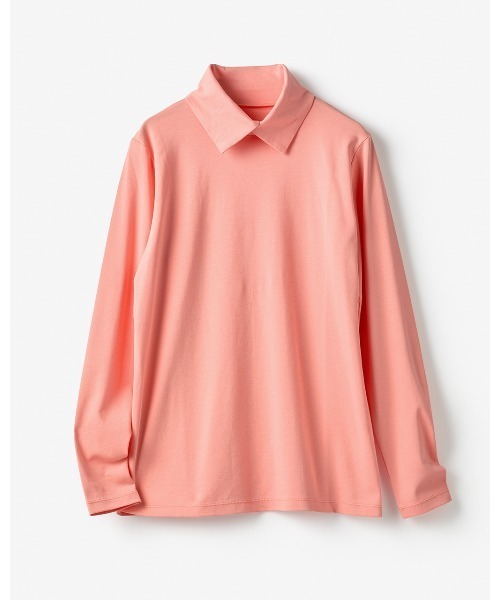 DoCLASSE（ ドゥクラッセ）の「超長綿・衿付きハイネックカットソー（Tシャツ/カットソー・レディース・ブラック×ホワイト/ブルーグレー/ブルー/グリーン/ブラック/オフホワイト/ライトオレンジ系/ダークネイビー/サーモンピンク・S/M/L/LL/XL/3L）」の8枚目の写真