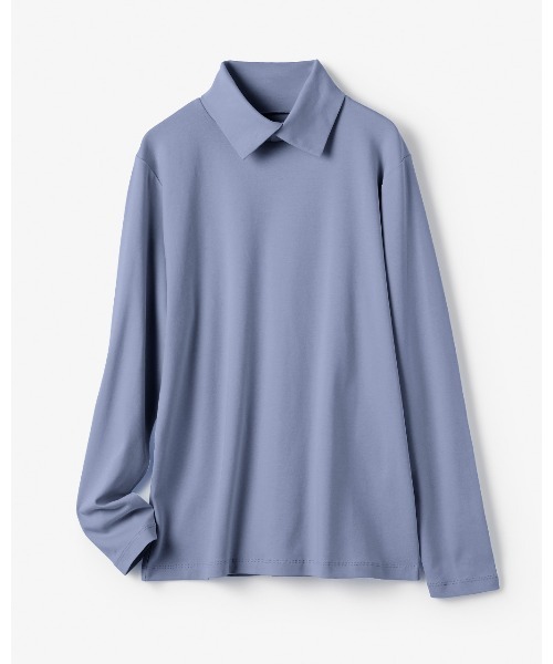 DoCLASSE（ ドゥクラッセ）の「超長綿・衿付きハイネックカットソー（Tシャツ/カットソー・レディース・ブラック×ホワイト/ブルーグレー/ブルー/グリーン/ブラック/オフホワイト/ライトオレンジ系/ダークネイビー/サーモンピンク・S/M/L/LL/XL/3L）」の13枚目の写真