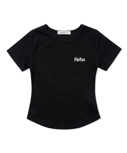 FUZZY SCAN(ファジスキャン)の「刺繍ロゴベーシック半袖Tシャツ2色(Tシャツ/カットソー・レディース・ブラック/ライトグレー・ONE SIZE)」の2枚目の写真