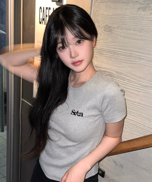 FUZZY SCAN(ファジスキャン)の「刺繍ロゴベーシック半袖Tシャツ2色(Tシャツ/カットソー・レディース・ブラック/ライトグレー・ONE SIZE)」の5枚目の写真