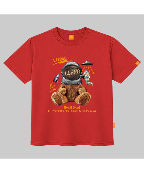 LLAMO(エラモ)の「スペースエラモ 半袖Tシャツ 男女共用 ビッグサイズ S 4XL(Tシャツ/カットソー・レディース・グレー/レッド/ブラック/ホワイト・SMALL/X-LARGE/4XL/3XL/LARGE/MEDIUM/2XL)」の4枚目の写真