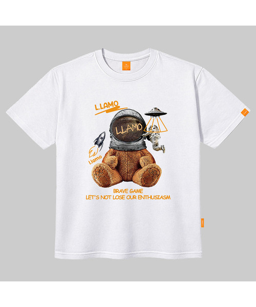 LLAMO(エラモ)の「スペースエラモ 半袖Tシャツ 男女共用 ビッグサイズ S 4XL(Tシャツ/カットソー・レディース・グレー/レッド/ブラック/ホワイト・SMALL/X-LARGE/4XL/3XL/LARGE/MEDIUM/2XL)」の2枚目の写真