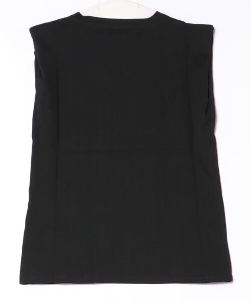 Ritzy（リッツィー）の「パッド付き肩デザイン ゆったりノースリーブトップス（Tシャツ/カットソー・レディース・ブラック/ホワイト・L/M）」の7枚目の写真