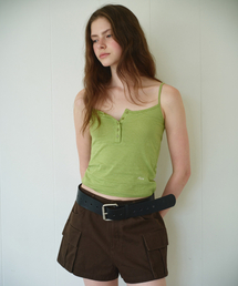 STRIPE BUTTON SLEEVELESS L/GREEN