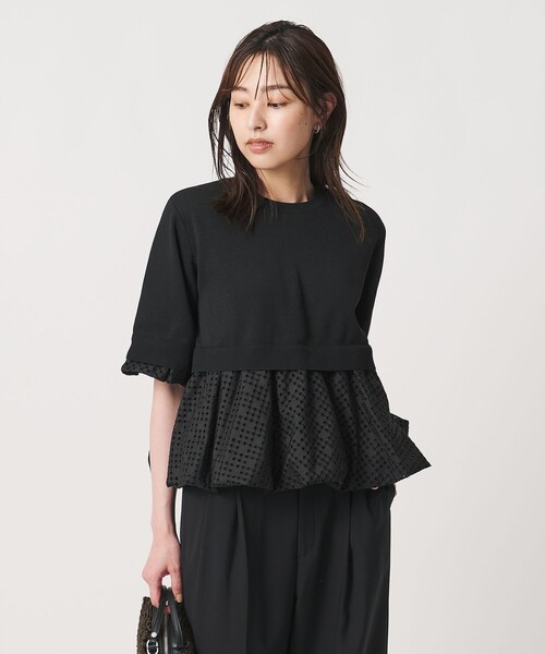 UNITED ARROWS（ユナイテッドアローズ）の「カットワーク バルーン シルエット ニット ‐ウォッシャブル‐（ニット/セーター・レディース・ネイビー/グレー系/ブラック・FREE）」の2枚目の写真