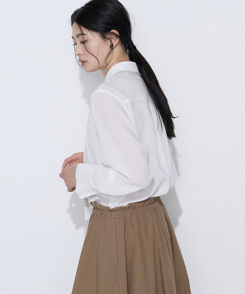COMME CA(コムサ)の「〔 TALLサイズ 〕 フィネスボイル シャツブラウス(シャツ/ブラウス・レディース・チャコール/ホワイト/サックスブルー・15号)」の10枚目の写真