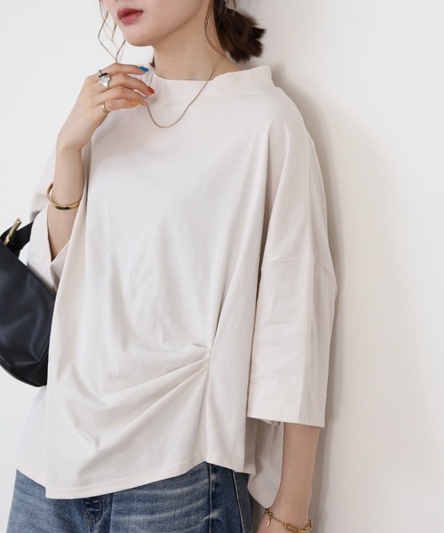 hunch(ハンチ)の「hunch フロントデザインプルオーバー 半端袖(Tシャツ/カットソー・レディース・ブルーパープル/ブラック/オフホワイト・FREE)」の1枚目の写真