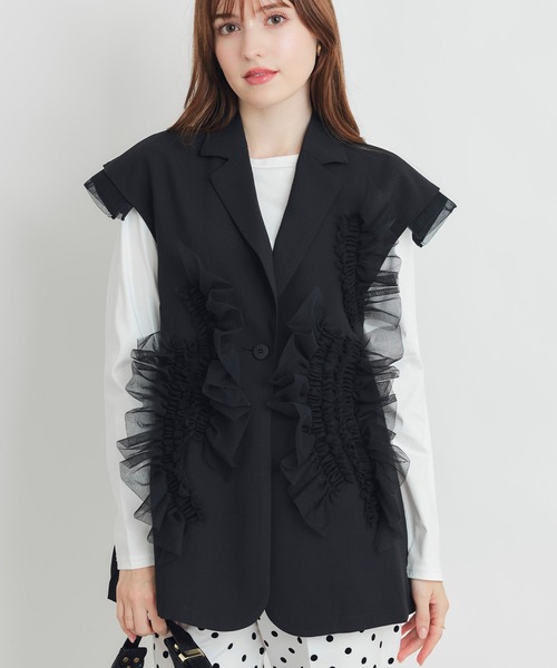 PICCIN PERLA(ピッチンペルラ)の「チュールジレ(ベスト・レディース・チャコールグレー/ブラック・M)」の2枚目の写真