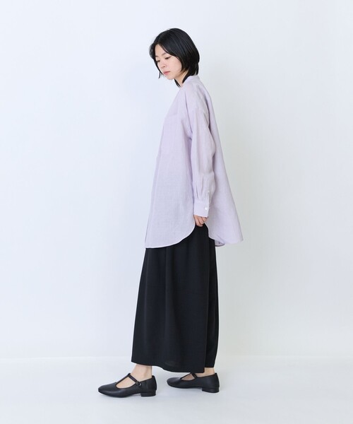 LOISIR（ロワズィール）の「ライトグランジリネンチュニックブラウス（チュニック・レディース・ラベンダー/オフホワイト・FREE）」の6枚目の写真