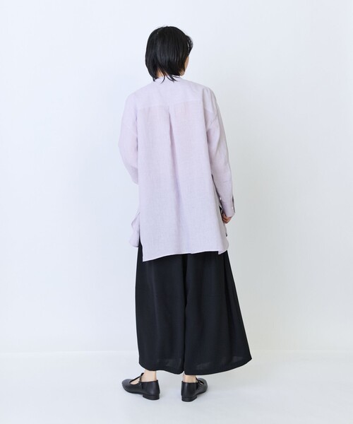 LOISIR（ロワズィール）の「ライトグランジリネンチュニックブラウス（チュニック・レディース・ラベンダー/オフホワイト・FREE）」の7枚目の写真