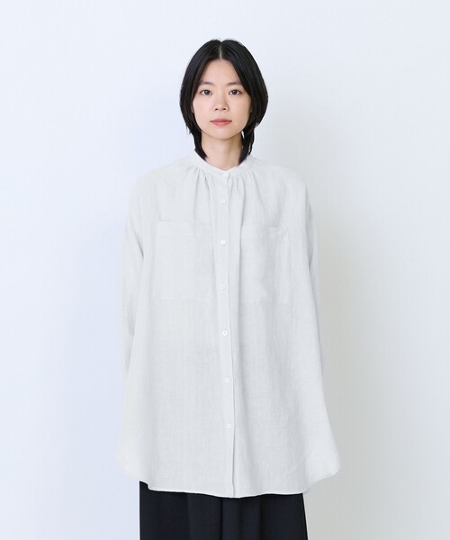 LOISIR（ロワズィール）の「ライトグランジリネンチュニックブラウス（チュニック・レディース・ラベンダー/オフホワイト・FREE）」の8枚目の写真