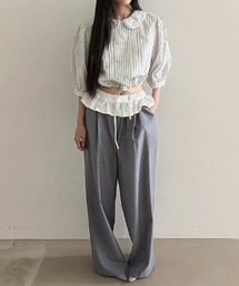 ウエストフリル付きタック入りスラックス
