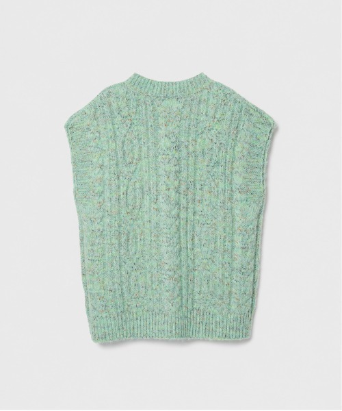 TAAKK(ターク)の「【TAAKK/ターク】 MULTICOLOR CABLE KNIT(ベスト・メンズ・ライトグリーン/ブラック・2)」の4枚目の写真