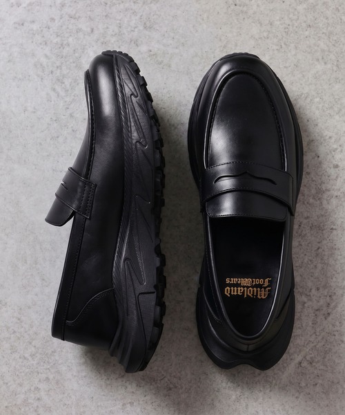 Midland FootWears(ミッドランド フットウエアーズ)の「【+6.5cm厚底】スタイルアップ ボリュームソール コインローファー / Midland Footwears 000017(ローファー・メンズ・ブラック・S/M/L)」の1枚目の写真