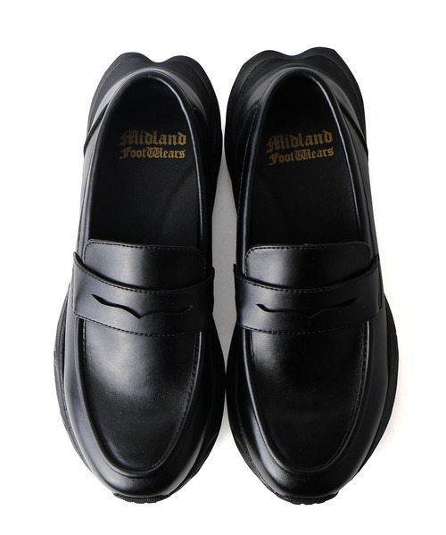 Midland FootWears(ミッドランド フットウエアーズ)の「【+6.5cm厚底】スタイルアップ ボリュームソール コインローファー / Midland Footwears 000017(ローファー・メンズ・ブラック・S/M/L)」の3枚目の写真