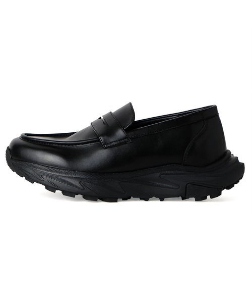 Midland FootWears(ミッドランド フットウエアーズ)の「【+6.5cm厚底】スタイルアップ ボリュームソール コインローファー / Midland Footwears 000017(ローファー・メンズ・ブラック・S/M/L)」の4枚目の写真