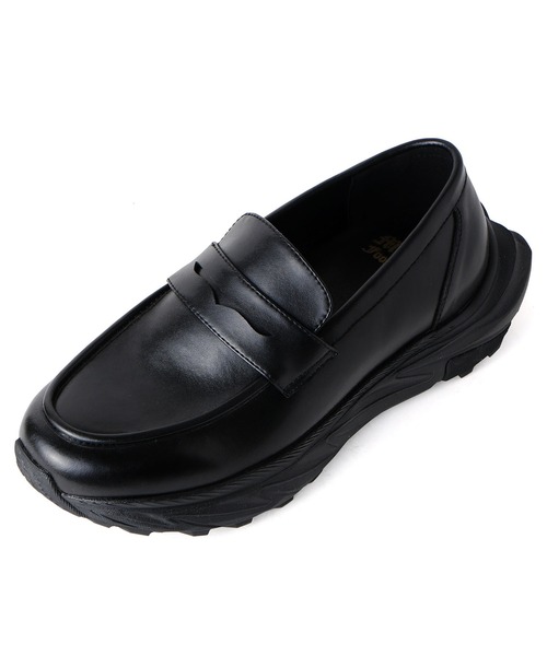 Midland FootWears(ミッドランド フットウエアーズ)の「【+6.5cm厚底】スタイルアップ ボリュームソール コインローファー / Midland Footwears 000017(ローファー・メンズ・ブラック・S/M/L)」の5枚目の写真
