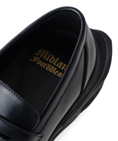 Midland FootWears(ミッドランド フットウエアーズ)の「【+6.5cm厚底】スタイルアップ ボリュームソール コインローファー / Midland Footwears 000017(ローファー・メンズ・ブラック・S/M/L)」の8枚目の写真