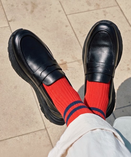 Midland FootWears(ミッドランド フットウエアーズ)の「【+6.5cm厚底】スタイルアップ ボリュームソール コインローファー / Midland Footwears 000017(ローファー・メンズ・ブラック・S/M/L)」の12枚目の写真