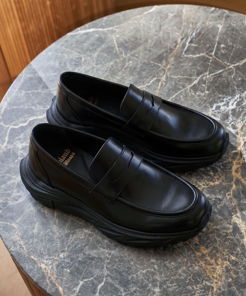 Midland FootWears(ミッドランド フットウエアーズ)の「【+6.5cm厚底】スタイルアップ ボリュームソール コインローファー / Midland Footwears 000017(ローファー・メンズ・ブラック・S/M/L)」の16枚目の写真