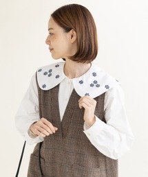 アリッサム刺繍 フラットカラーブラウス