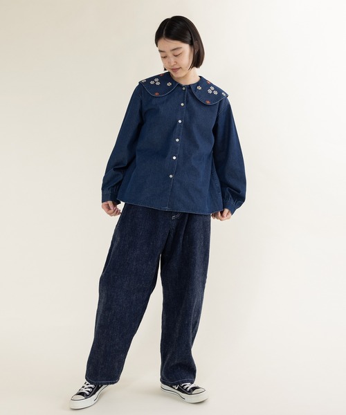 PAR ICI(パーリッシィ)の「アリッサム刺繍 フラットカラーブラウス(シャツ/ブラウス・レディース・ネイビー/ホワイト・FREE)」の9枚目の写真