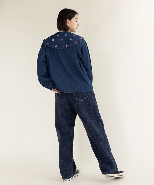 PAR ICI(パーリッシィ)の「アリッサム刺繍 フラットカラーブラウス(シャツ/ブラウス・レディース・ネイビー/ホワイト・FREE)」の11枚目の写真