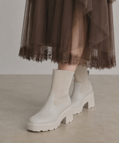 coca(ANDEX shoes product)(コカ)の「リブニット デザインヒール ブーツ(ブーツ・レディース・ブラック/ホワイト・LARGE)」の11枚目の写真