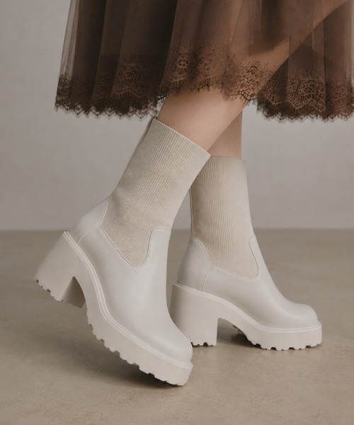 coca(ANDEX shoes product)(コカ)の「リブニット デザインヒール ブーツ(ブーツ・レディース・ブラック/ホワイト・LARGE)」の13枚目の写真