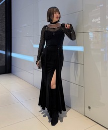 Mavie..7（メヴィセットゥ）の「【Mavie..7】ベロア異素材ワンピース（ワンピース）」